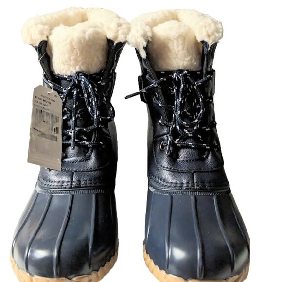 Nautica Women Navy Blue Faux Leather Lace-Up Round Toe Duck Boot Size 9 NWT NWOB - Picture 5 of 7